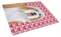 Bearded Collie Hearts Love and Valentine's Day Portrait Cutting Board Tempered Glass Kitchen Cutting Surface, Heat Resistant Chopping, Non-Slip Feet, Food Prep & Serving