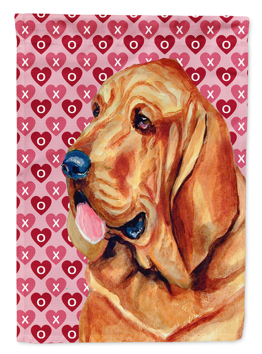 Bloodhound Hearts Love and Valentine's Day Portrait House Flag 28x40 Porch Sleeve Pole Decorative Outside Yard Banner Artwork Wall Hanging, Polyester