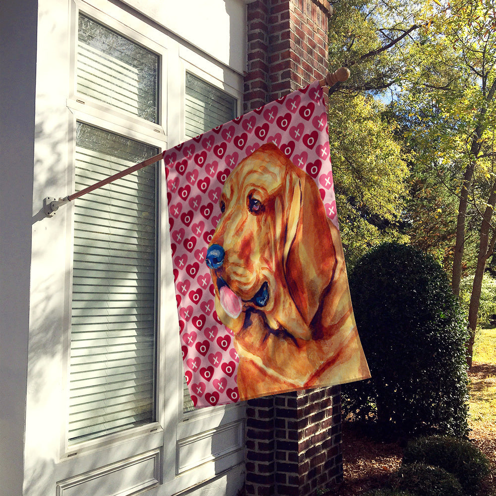 Bloodhound Hearts Love and Valentine's Day Portrait House Flag 28x40 Porch Sleeve Pole Decorative Outside Yard Banner Artwork Wall Hanging, Polyester