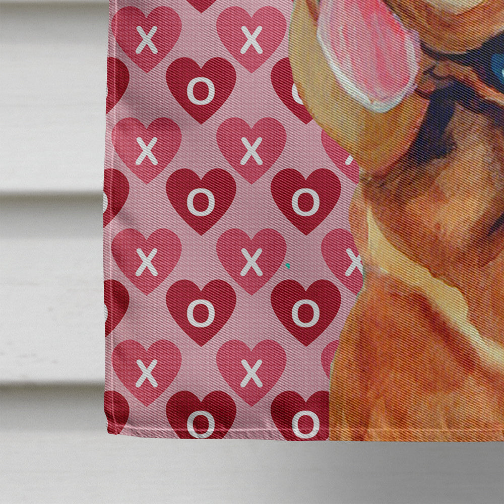 Bloodhound Hearts Love and Valentine's Day Portrait House Flag 28x40 Porch Sleeve Pole Decorative Outside Yard Banner Artwork Wall Hanging, Polyester