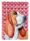 Basset Hound Hearts Love and Valentine's Day Portrait House Flag 28x40 Porch Sleeve Pole Decorative Outside Yard Banner Artwork Wall Hanging, Polyester