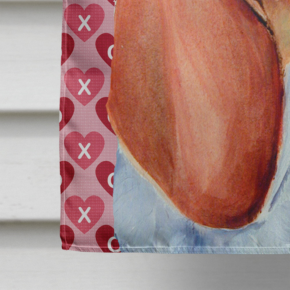 Basset Hound Hearts Love and Valentine's Day Portrait House Flag 28x40 Porch Sleeve Pole Decorative Outside Yard Banner Artwork Wall Hanging, Polyester