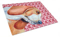 Basset Hound Hearts Love and Valentine's Day Portrait Cutting Board Tempered Glass Kitchen Cutting Surface, Heat Resistant Chopping, Non-Slip Feet, Food Prep & Serving