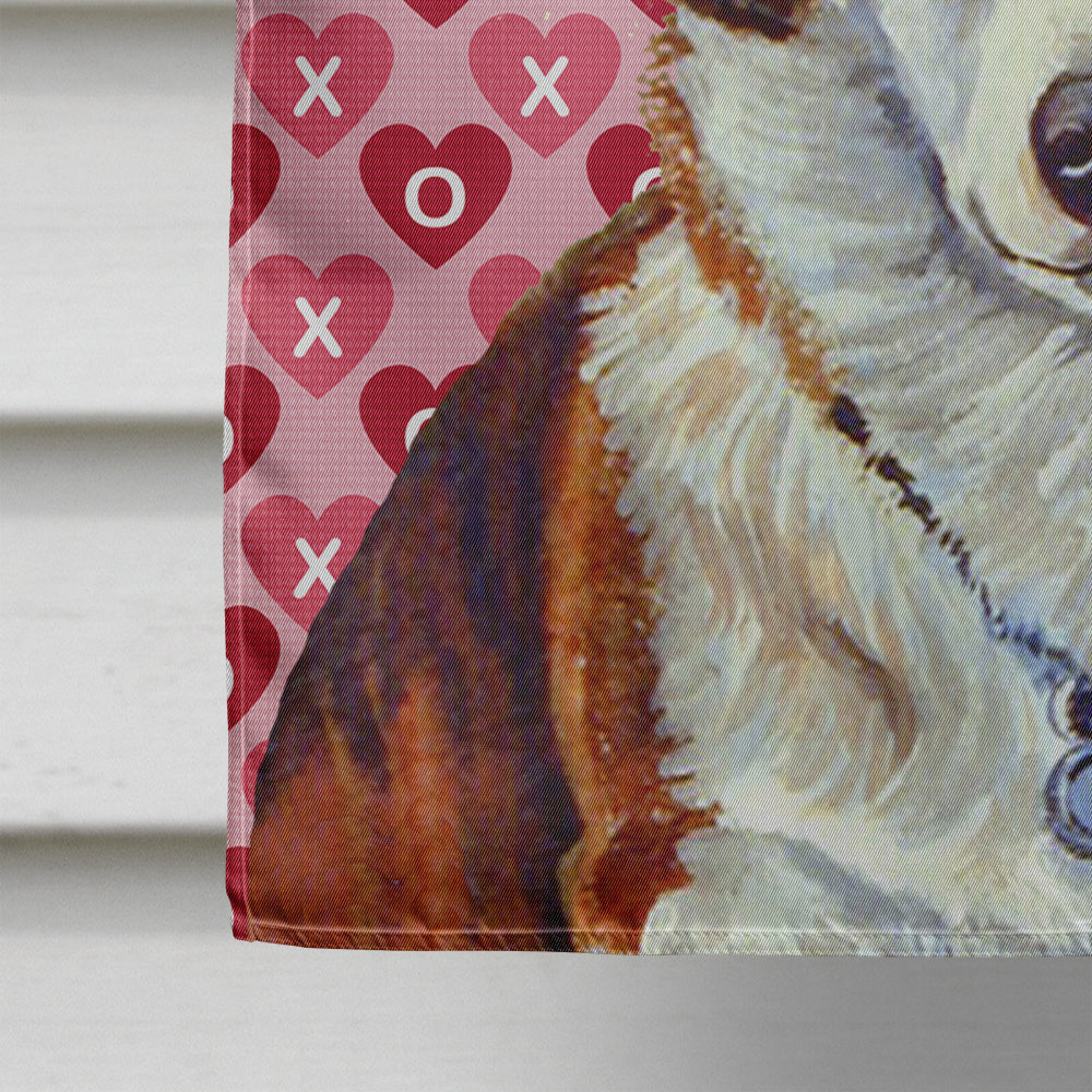 Corgi Hearts Love and Valentine's Day Portrait House Flag 28x40 Porch Sleeve Pole Decorative Outside Yard Banner Artwork Wall Hanging, Polyester