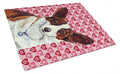 Corgi Hearts Love and Valentine's Day Portrait Cutting Board Tempered Glass Kitchen Cutting Surface, Heat Resistant Chopping, Non-Slip Feet, Food Prep & Serving