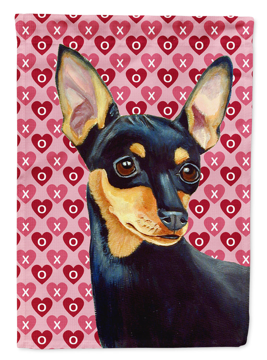 Min Pin Hearts Love and Valentine's Day Portrait House Flag 28x40 Porch Sleeve Pole Decorative Outside Yard Banner Artwork Wall Hanging, Polyester