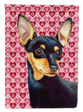 Min Pin Hearts Love and Valentine's Day Portrait House Flag 28x40 Porch Sleeve Pole Decorative Outside Yard Banner Artwork Wall Hanging, Polyester
