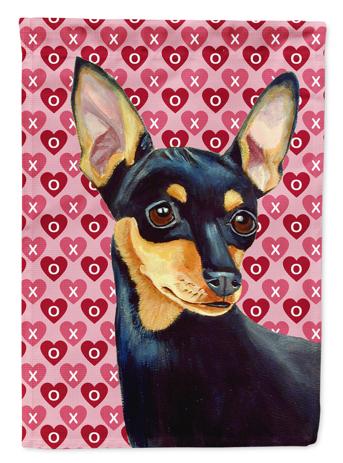Min Pin Hearts Love and Valentine's Day Portrait House Flag 28x40 Porch Sleeve Pole Decorative Outside Yard Banner Artwork Wall Hanging, Polyester
