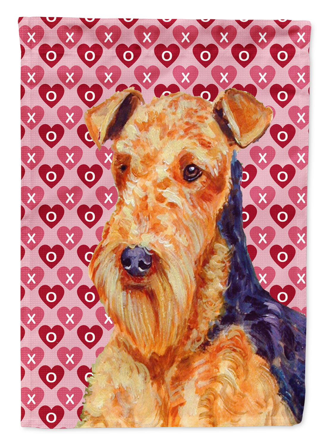 Airedale Hearts Love and Valentine's Day Portrait House Flag 28x40 Porch Sleeve Pole Decorative Outside Yard Banner Artwork Wall Hanging, Polyester