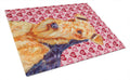 Airedale Hearts Love and Valentine's Day Portrait Cutting Board Tempered Glass Kitchen Cutting Surface, Heat Resistant Chopping, Non-Slip Feet, Food Prep & Serving