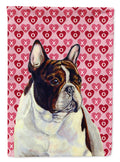 French Bulldog Hearts Love and Valentine's Day Portrait House Flag 28x40 Porch Sleeve Pole Decorative Outside Yard Banner Artwork Wall Hanging, Polyester