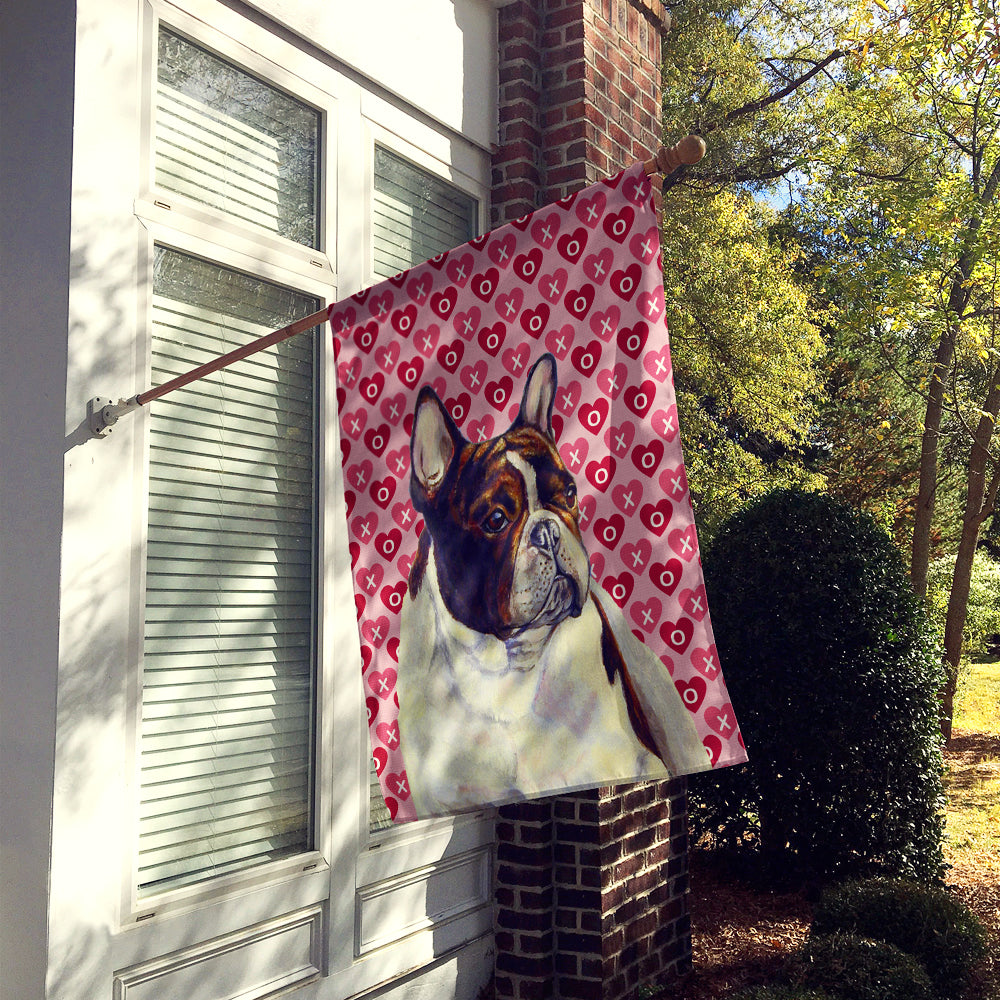 French Bulldog Hearts Love and Valentine's Day Portrait House Flag 28x40 Porch Sleeve Pole Decorative Outside Yard Banner Artwork Wall Hanging, Polyester