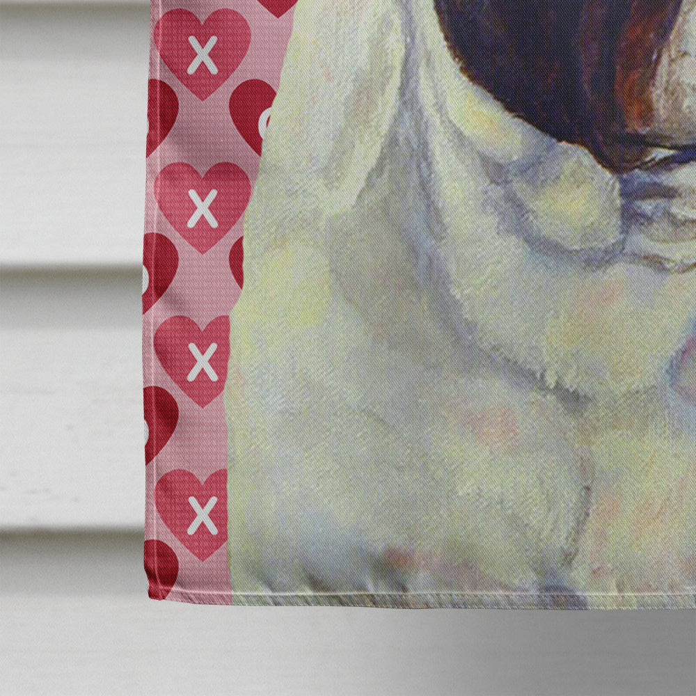 French Bulldog Hearts Love and Valentine's Day Portrait House Flag 28x40 Porch Sleeve Pole Decorative Outside Yard Banner Artwork Wall Hanging, Polyester