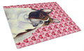 French Bulldog Hearts Love and Valentine's Day Portrait Cutting Board Tempered Glass Kitchen Cutting Surface, Heat Resistant Chopping, Non-Slip Feet, Food Prep & Serving