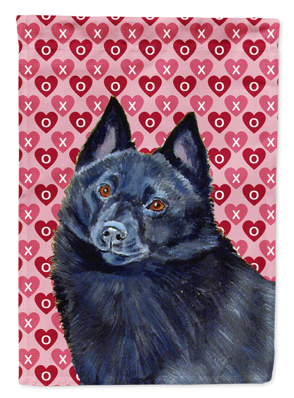 Schipperke Hearts Love and Valentine's Day Portrait House Flag 28x40 Porch Sleeve Pole Decorative Outside Yard Banner Artwork Wall Hanging, Polyester