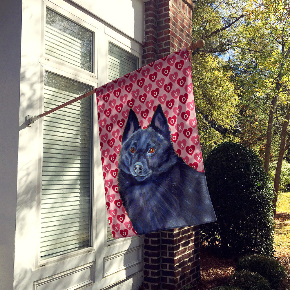 Schipperke Hearts Love and Valentine's Day Portrait House Flag 28x40 Porch Sleeve Pole Decorative Outside Yard Banner Artwork Wall Hanging, Polyester
