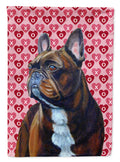 French Bulldog Hearts Love and Valentine's Day Portrait House Flag 28x40 Porch Sleeve Pole Decorative Outside Yard Banner Artwork Wall Hanging, Polyester