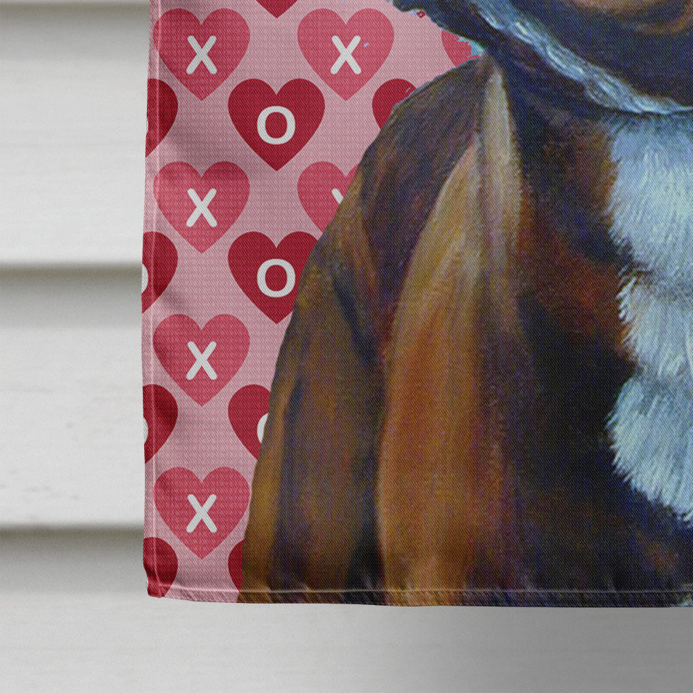 French Bulldog Hearts Love and Valentine's Day Portrait House Flag 28x40 Porch Sleeve Pole Decorative Outside Yard Banner Artwork Wall Hanging, Polyester