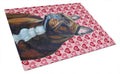 French Bulldog Hearts Love and Valentine's Day Portrait Cutting Board Tempered Glass Kitchen Cutting Surface, Heat Resistant Chopping, Non-Slip Feet, Food Prep & Serving