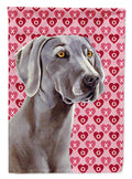 Weimaraner Hearts Love and Valentine's Day Portrait House Flag 28x40 Porch Sleeve Pole Decorative Outside Yard Banner Artwork Wall Hanging, Polyester