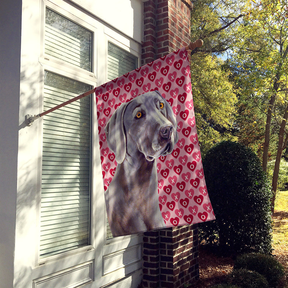 Weimaraner Hearts Love and Valentine's Day Portrait House Flag 28x40 Porch Sleeve Pole Decorative Outside Yard Banner Artwork Wall Hanging, Polyester