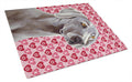 Weimaraner Hearts Love and Valentine's Day Portrait Cutting Board Tempered Glass Kitchen Cutting Surface, Heat Resistant Chopping, Non-Slip Feet, Food Prep & Serving