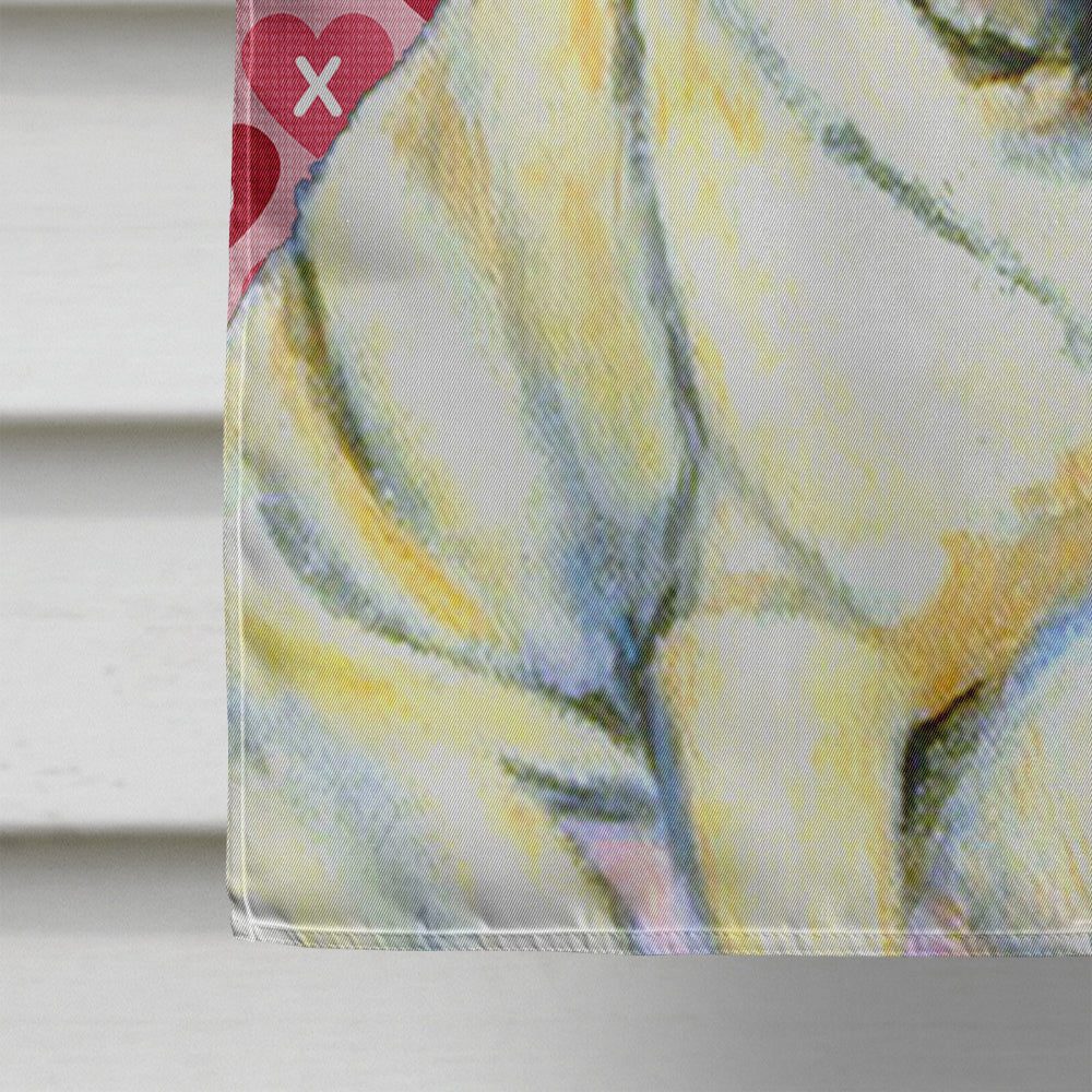 Pug Hearts Love and Valentine's Day Portrait House Flag 28x40 Porch Sleeve Pole Decorative Outside Yard Banner Artwork Wall Hanging, Polyester
