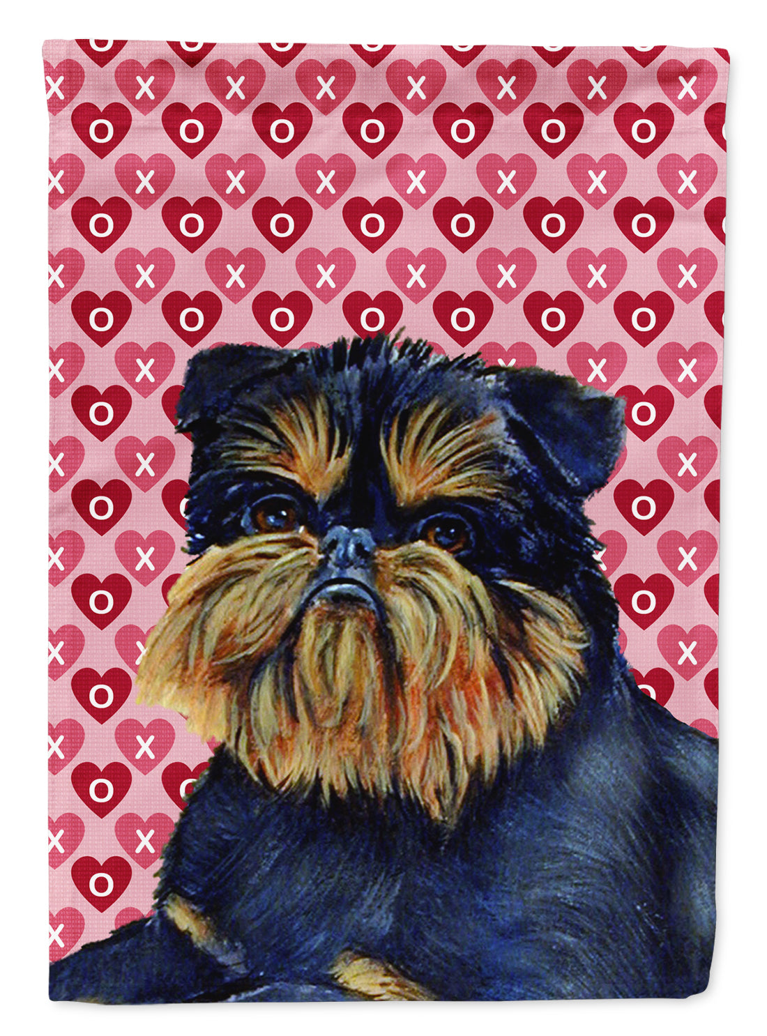Brussels Griffon Hearts Love and Valentine's Day Portrait House Flag 28x40 Porch Sleeve Pole Decorative Outside Yard Banner Artwork Wall Hanging, Polyester