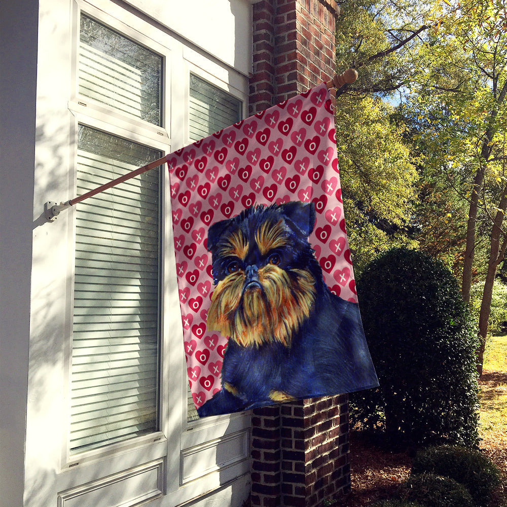 Brussels Griffon Hearts Love and Valentine's Day Portrait House Flag 28x40 Porch Sleeve Pole Decorative Outside Yard Banner Artwork Wall Hanging, Polyester