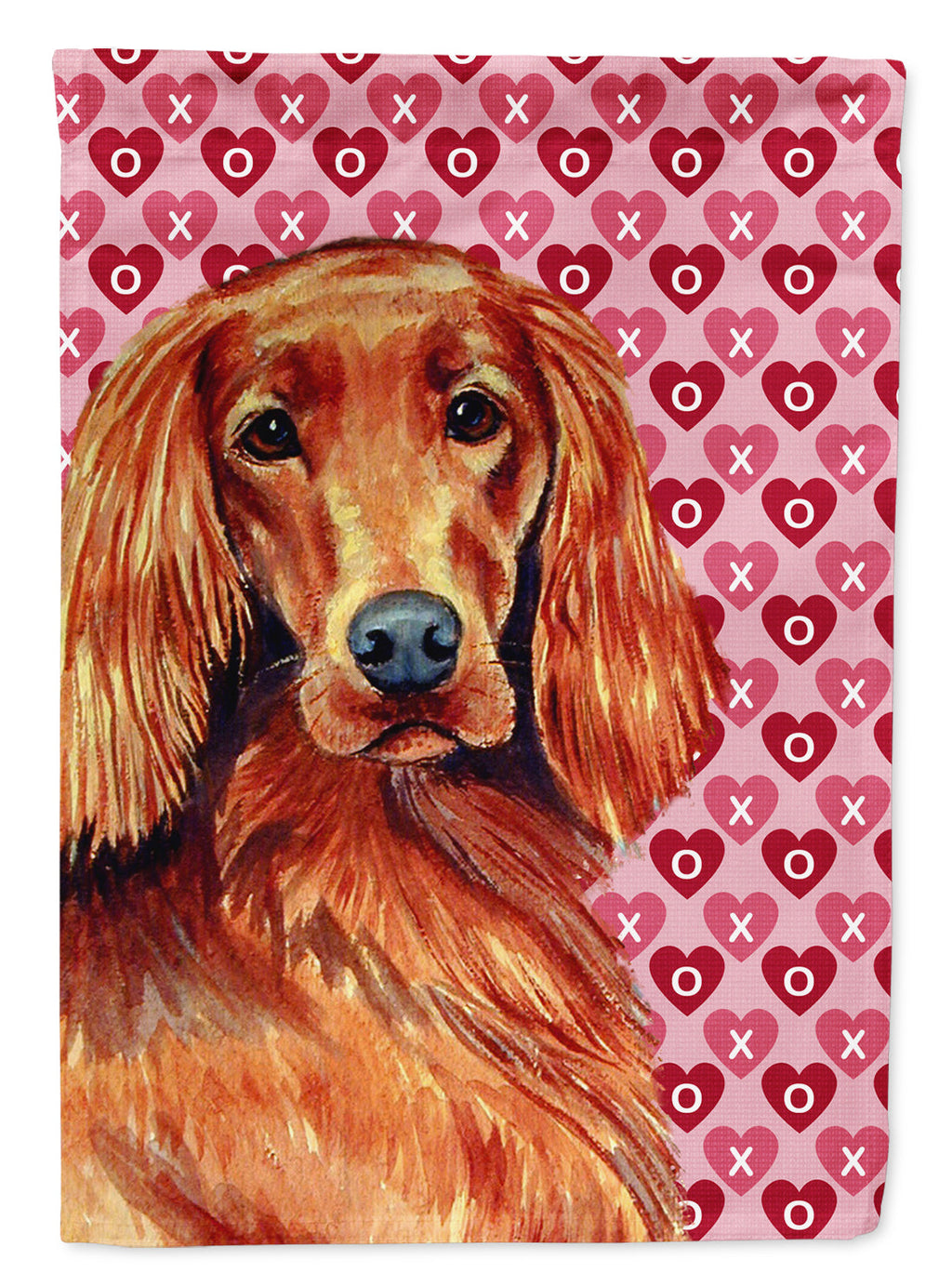 Irish Setter Hearts Love and Valentine's Day Portrait House Flag 28x40 Porch Sleeve Pole Decorative Outside Yard Banner Artwork Wall Hanging, Polyester