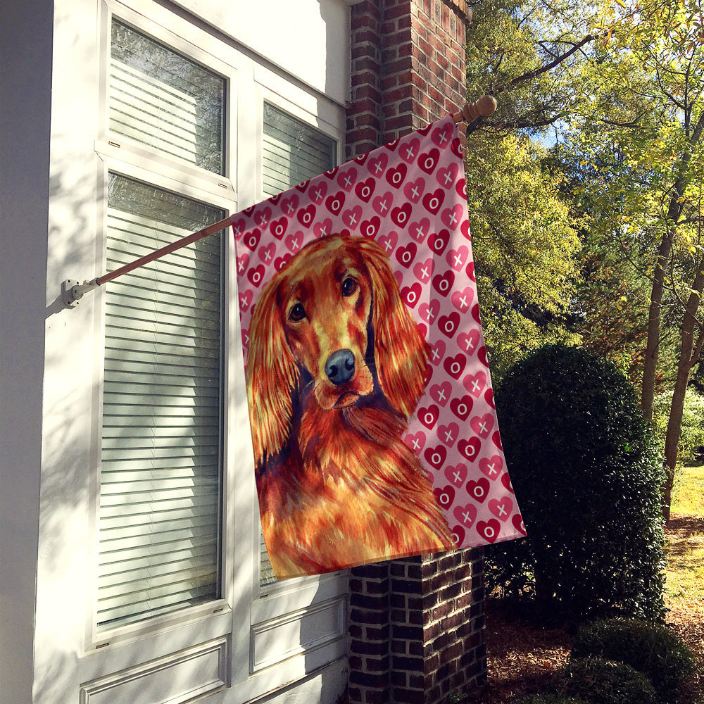 Irish Setter Hearts Love and Valentine's Day Portrait House Flag 28x40 Porch Sleeve Pole Decorative Outside Yard Banner Artwork Wall Hanging, Polyester