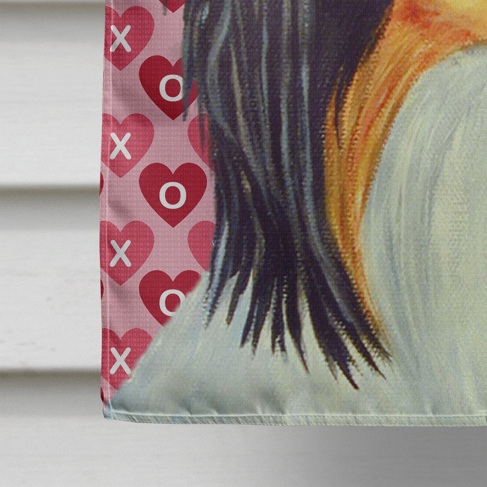 Papillon Hearts Love and Valentine's Day Portrait House Flag 28x40 Porch Sleeve Pole Decorative Outside Yard Banner Artwork Wall Hanging, Polyester