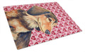 Dachshund Hearts Love and Valentine's Day Portrait Cutting Board Tempered Glass Kitchen Cutting Surface, Heat Resistant Chopping, Non-Slip Feet, Food Prep & Serving