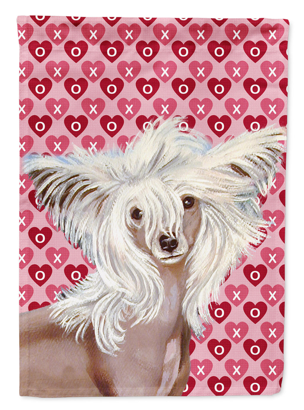 Chinese Crested Hearts Love and Valentine's Day Portrait House Flag 28x40 Porch Sleeve Pole Decorative Outside Yard Banner Artwork Wall Hanging, Polyester
