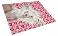 Chinese Crested Hearts Love and Valentine's Day Portrait Cutting Board Tempered Glass Kitchen Cutting Surface, Heat Resistant Chopping, Non-Slip Feet, Food Prep & Serving