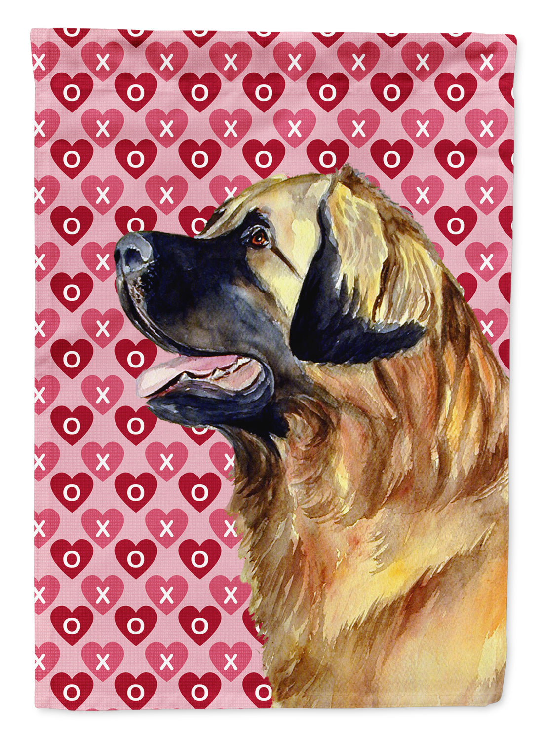 Leonberger Hearts Love and Valentine's Day Portrait House Flag 28x40 Porch Sleeve Pole Decorative Outside Yard Banner Artwork Wall Hanging, Polyester