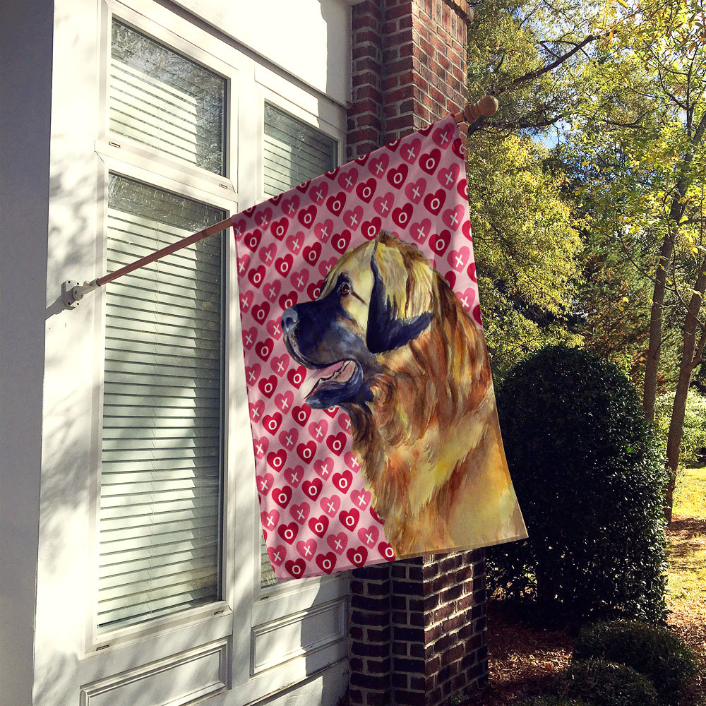Leonberger Hearts Love and Valentine's Day Portrait House Flag 28x40 Porch Sleeve Pole Decorative Outside Yard Banner Artwork Wall Hanging, Polyester