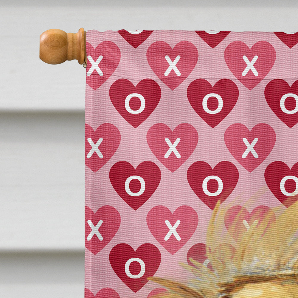 Tibetan Spaniel Hearts Love Valentine's Day House Flag 28x40 Porch Sleeve Pole Decorative Outside Yard Banner Artwork Wall Hanging, Polyester