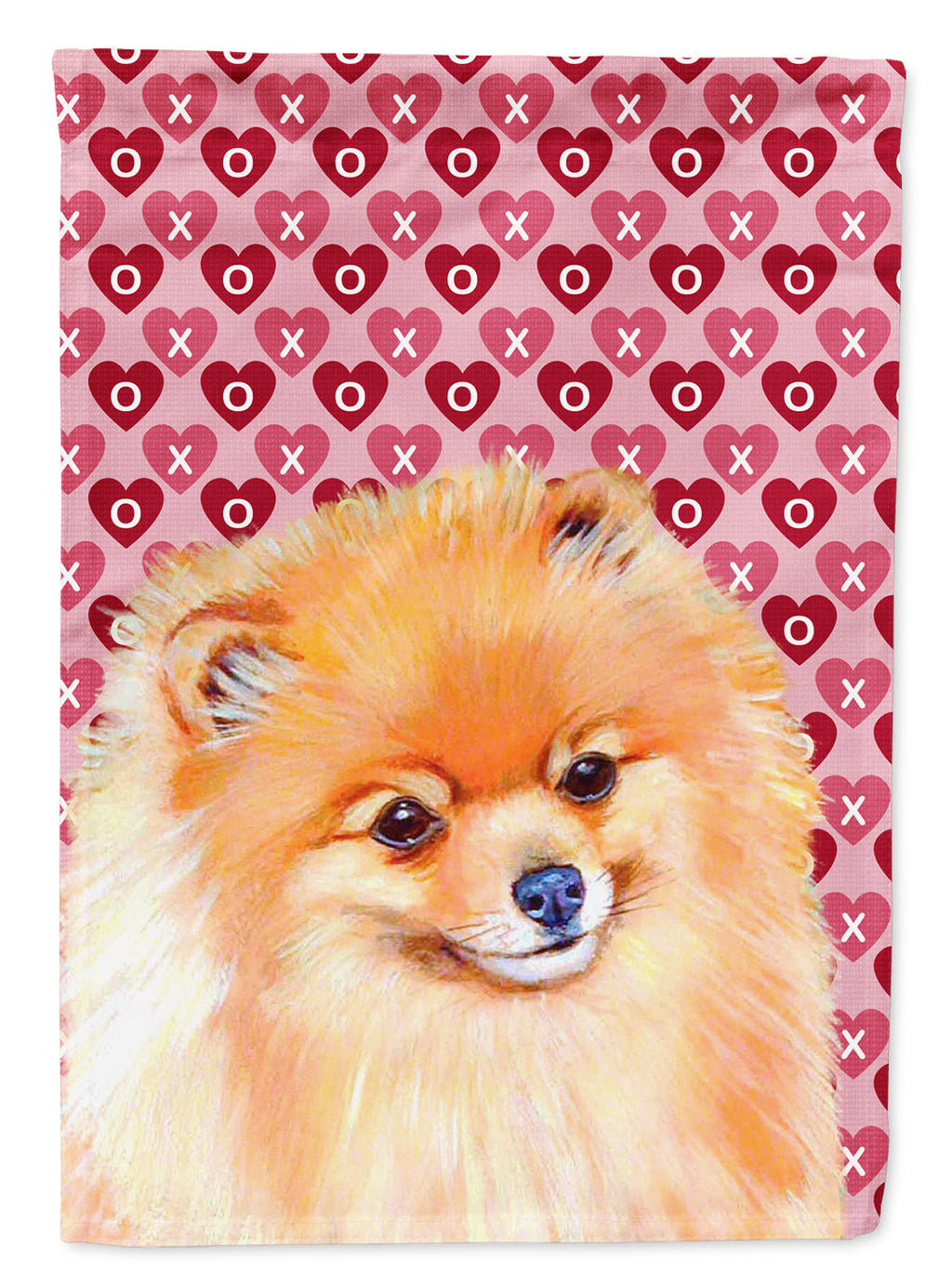 Pomeranian Hearts Love and Valentine's Day Portrait House Flag 28x40 Porch Sleeve Pole Decorative Outside Yard Banner Artwork Wall Hanging, Polyester