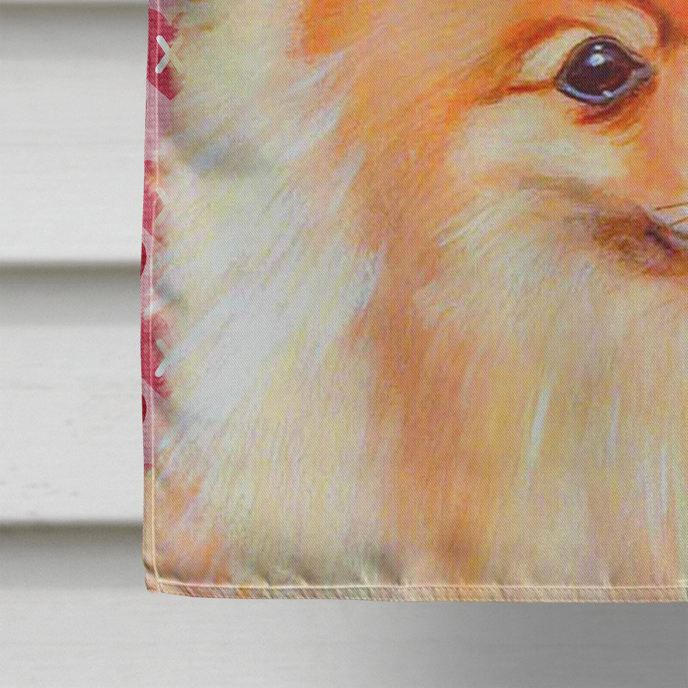 Pomeranian Hearts Love and Valentine's Day Portrait House Flag 28x40 Porch Sleeve Pole Decorative Outside Yard Banner Artwork Wall Hanging, Polyester