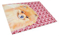 Pomeranian Hearts Love and Valentine's Day Portrait Cutting Board Tempered Glass Kitchen Cutting Surface, Heat Resistant Chopping, Non-Slip Feet, Food Prep & Serving