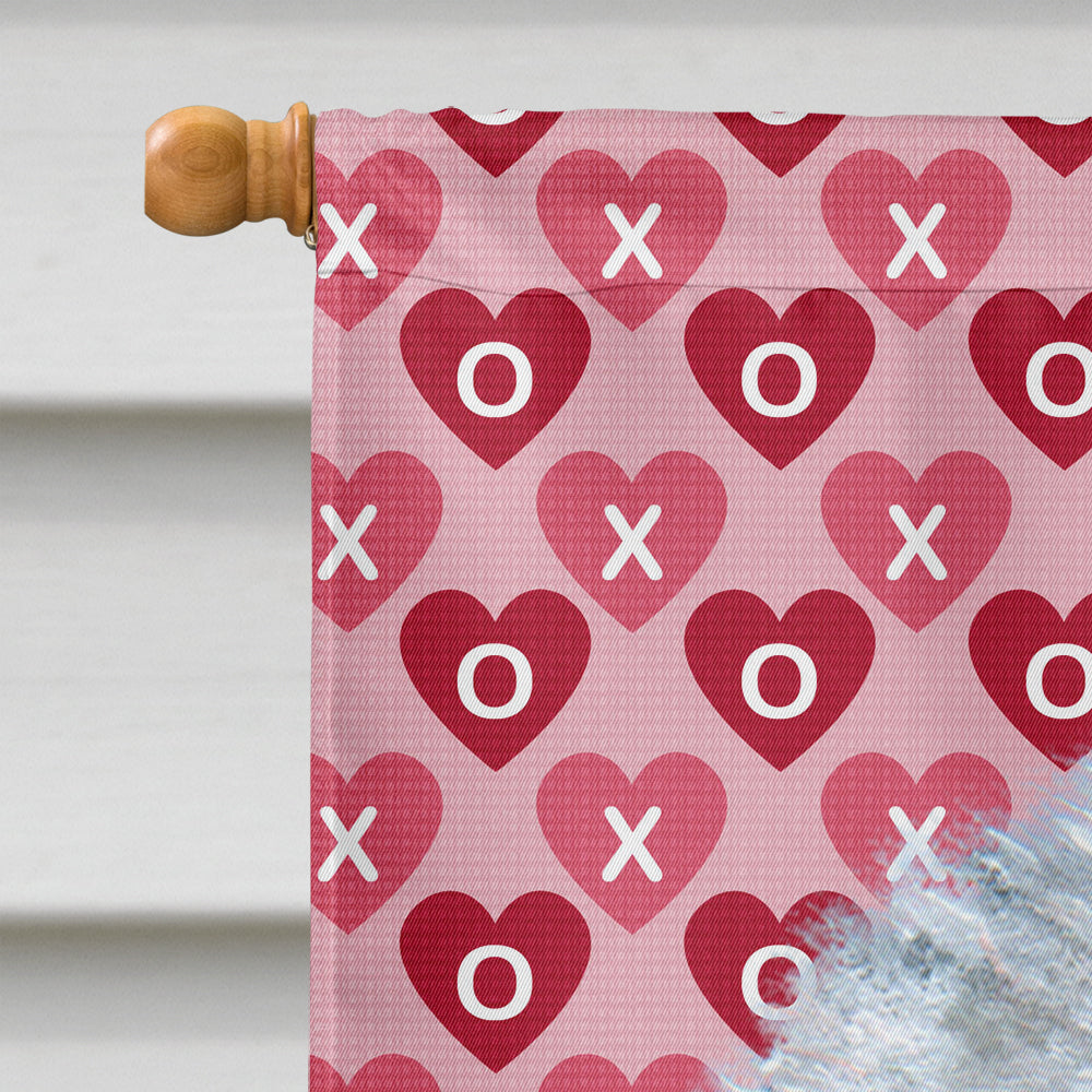 Old English Sheepdog Hearts Love and Valentine's Day Portrait House Flag 28x40 Porch Sleeve Pole Decorative Outside Yard Banner Artwork Wall Hanging, Polyester