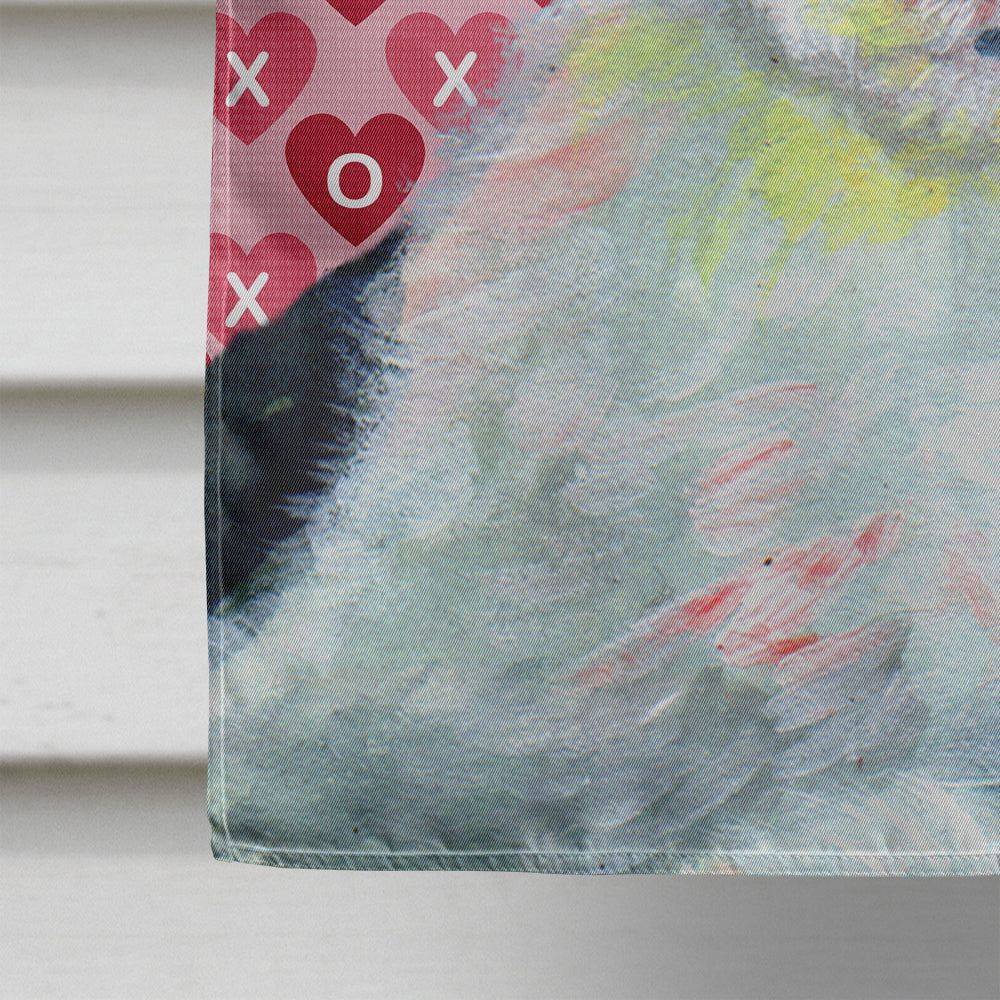 Old English Sheepdog Hearts Love and Valentine's Day Portrait House Flag 28x40 Porch Sleeve Pole Decorative Outside Yard Banner Artwork Wall Hanging, Polyester