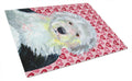 Old English Sheepdog Hearts Love and Valentine's Day Portrait Cutting Board Tempered Glass Kitchen Cutting Surface, Heat Resistant Chopping, Non-Slip Feet, Food Prep & Serving