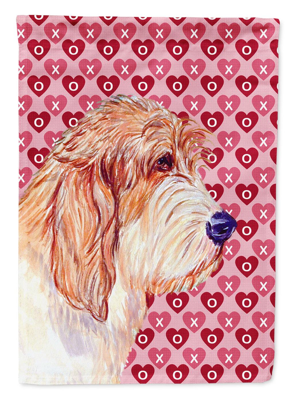 Petit Basset Griffon Vendeen Hearts Love Valentine's Day House Flag 28x40 Porch Sleeve Pole Decorative Outside Yard Banner Artwork Wall Hanging, Polyester