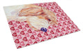 Petit Basset Griffon Vendeen Hearts Love Valentine's Day Cutting Board Tempered Glass Kitchen Cutting Surface, Heat Resistant Chopping, Non-Slip Feet, Food Prep & Serving