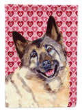 Norwegian Elkhound Hearts Love and Valentine's Day Portrait House Flag 28x40 Porch Sleeve Pole Decorative Outside Yard Banner Artwork Wall Hanging, Polyester
