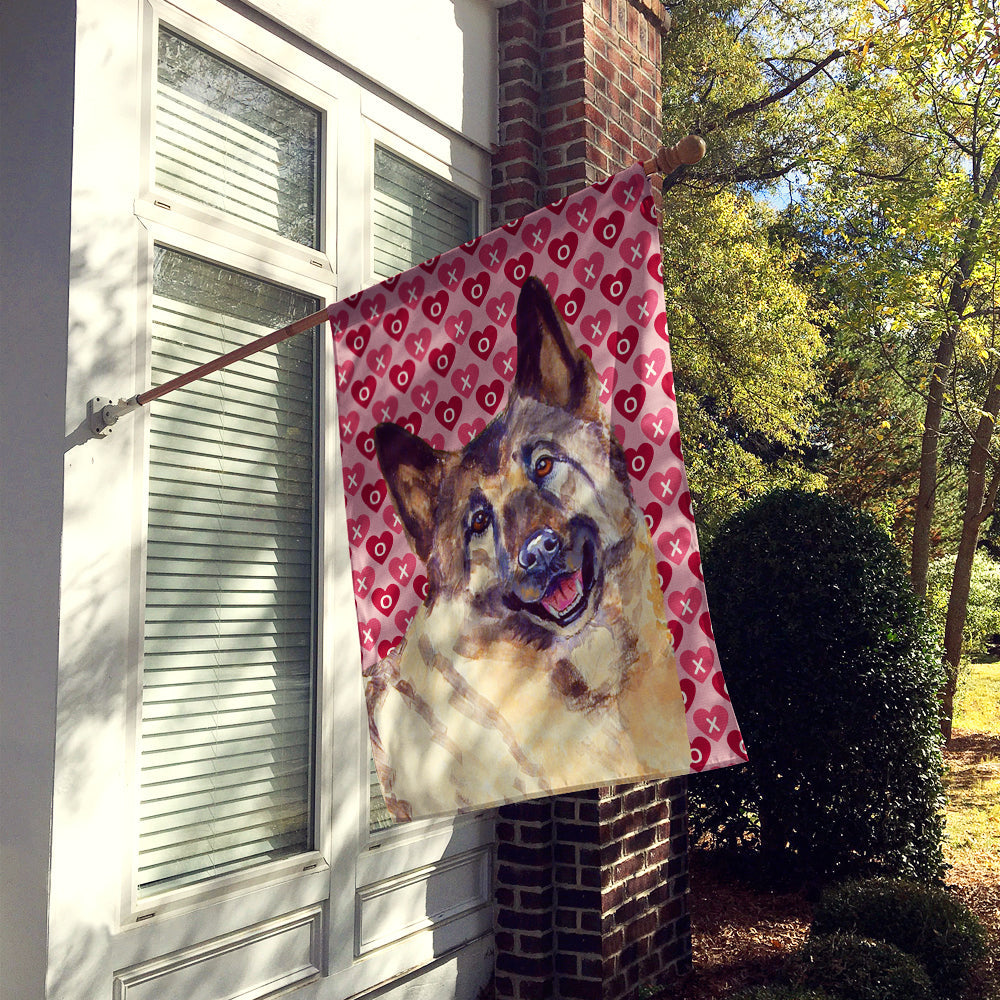 Norwegian Elkhound Hearts Love and Valentine's Day Portrait House Flag 28x40 Porch Sleeve Pole Decorative Outside Yard Banner Artwork Wall Hanging, Polyester