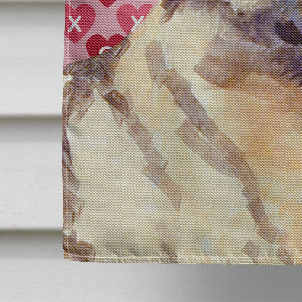 Norwegian Elkhound Hearts Love and Valentine's Day Portrait House Flag 28x40 Porch Sleeve Pole Decorative Outside Yard Banner Artwork Wall Hanging, Polyester