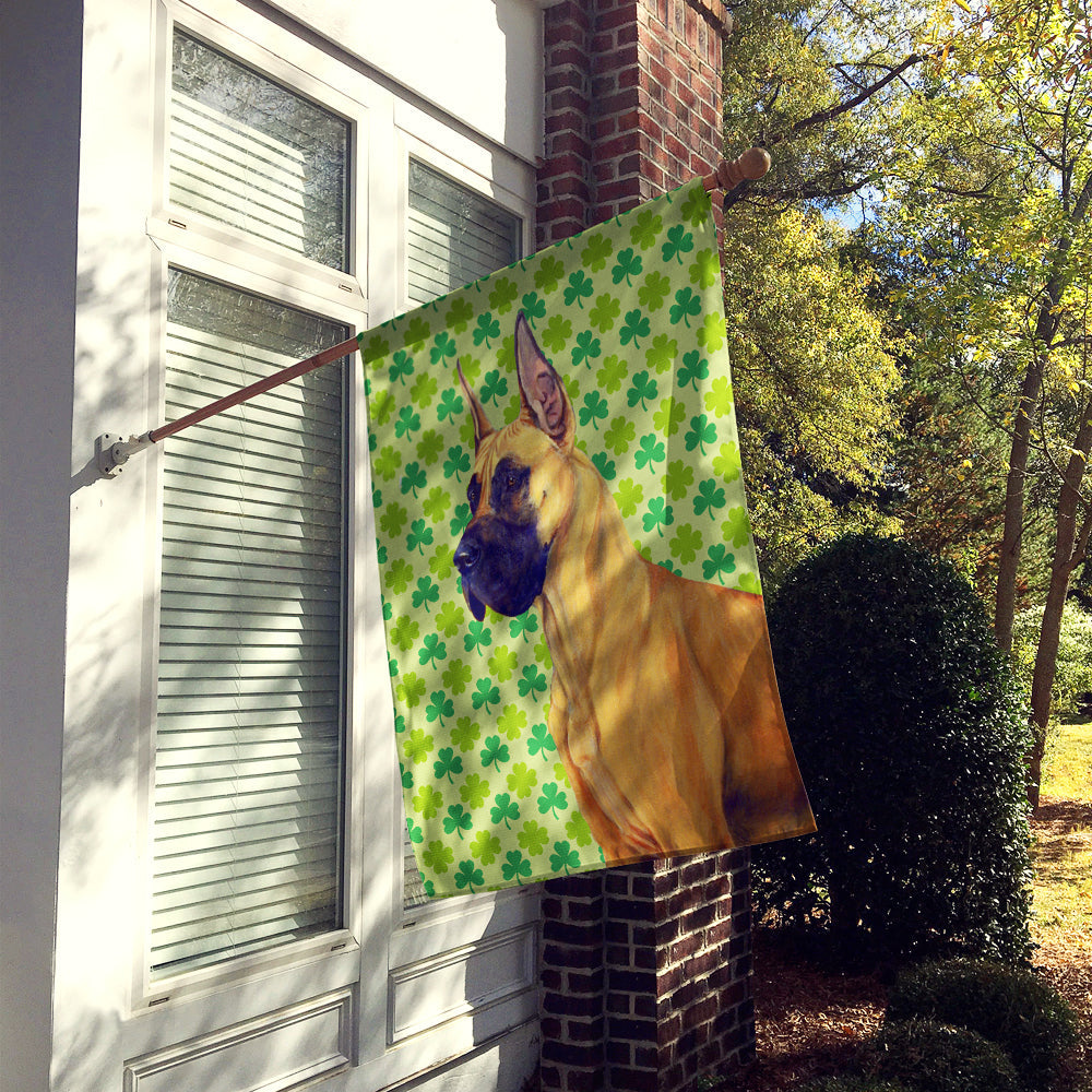 Great Dane St. Patrick's Day Shamrock Portrait House Flag 28x40 Porch Sleeve Pole Decorative Outside Yard Banner Artwork Wall Hanging, Polyester